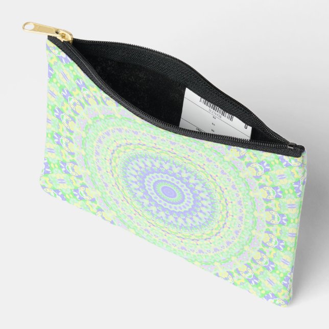 Boho Hippie Funky Eclectic Spring Pastel Mandala Accessory Pouch (Open)