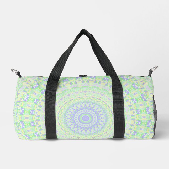 Boho Hippie Funky Eclectic Spring Pastel Mandala Duffle Bag (Front)