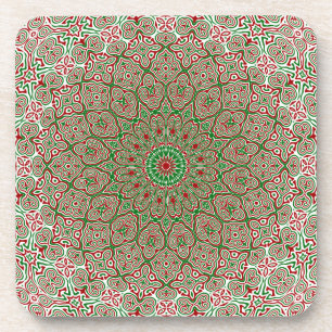Boho Hippie Funky Trippy Ornate Christmas Mandala Coaster