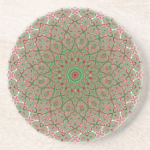 Boho Hippie Funky Trippy Ornate Christmas Mandala Coaster
