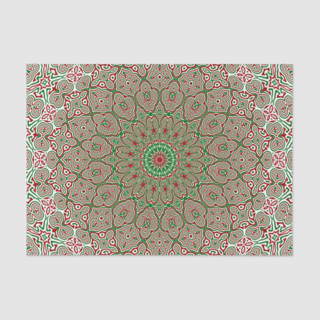 Boho Hippie Funky Trippy Ornate Christmas Mandala  Tissue Paper (Front)