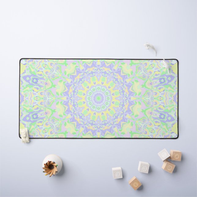 Boho Hippie Groovy Quirky Colourful Soft Pastel  Desk Mat (Kids Table)