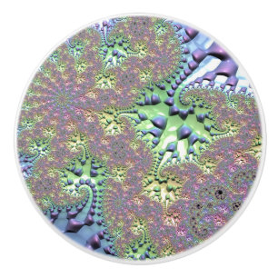 Boho Hippie Groovy Shiny Colourful Rainbow Fractal Ceramic Knob