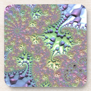 Boho Hippie Groovy Shiny Colourful Rainbow Fractal Coaster