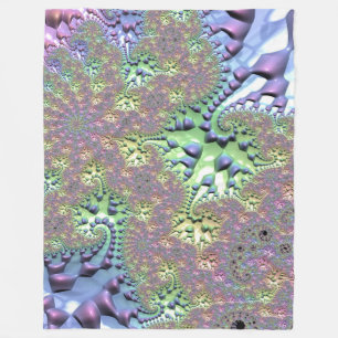 Boho Hippie Groovy Shiny Colourful Rainbow Fractal Fleece Blanket