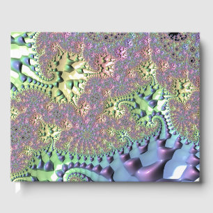 Boho Hippie Groovy Shiny Colourful Rainbow Fractal Guest Book