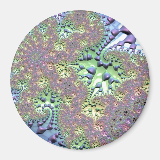 Boho Hippie Groovy Shiny Colourful Rainbow Fractal Magnet (Front)