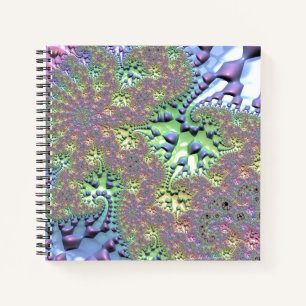 Boho Hippie Groovy Shiny Colourful Rainbow Fractal Notebook