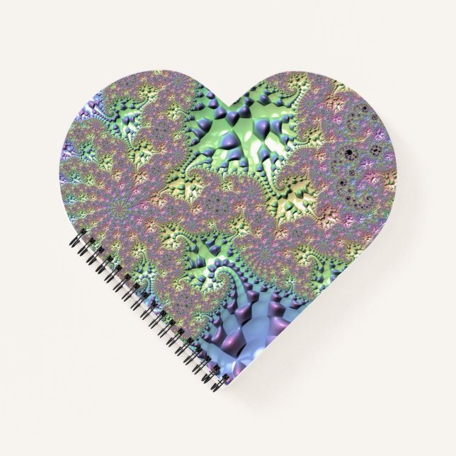 Boho Hippie Groovy Shiny Colourful Rainbow Fractal Notebook (Front)