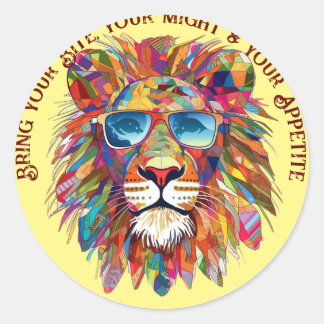 Boho Hippie Lion SHades Classic Round Sticker