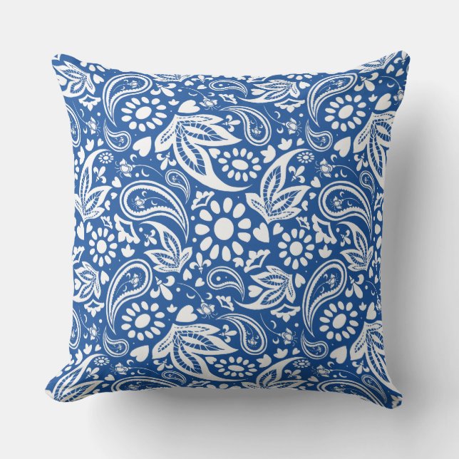Boho Hippie Paisley Print Cushion (Front)
