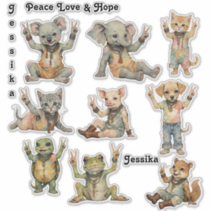 Boho Hippie Peace Baby Animals Custom Personalise 