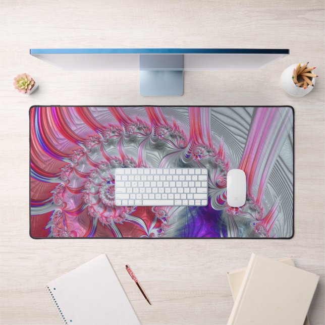 Boho Hippie Trippy Funky Nautilus Spiral Fractal  Desk Mat (Office 1)