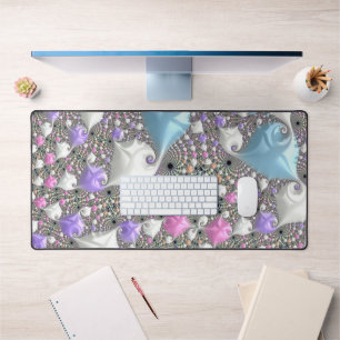 Boho Hippie Trippy Groovy Colourful Pastel Fractal Desk Mat