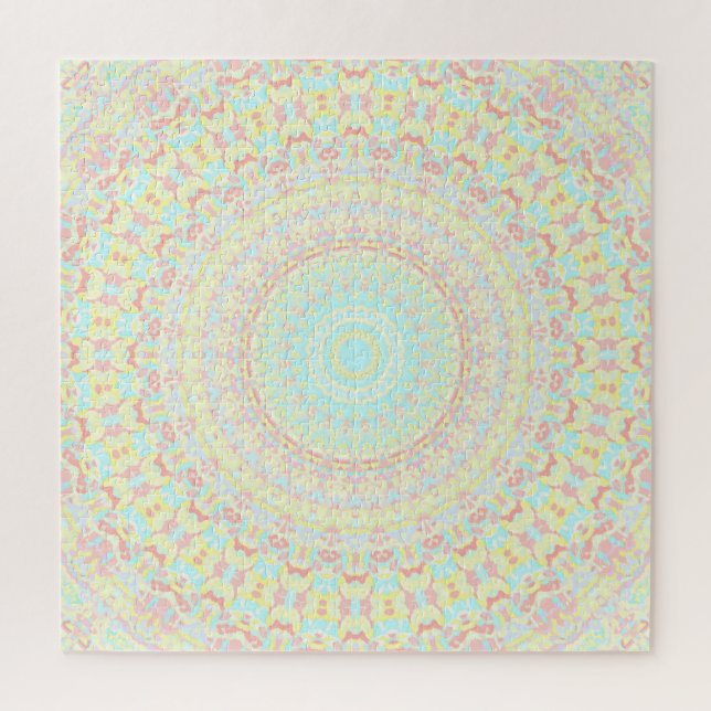 Boho Hippie Trippy Groovy Colourful Pastel Mandala Jigsaw Puzzle (Vertical)