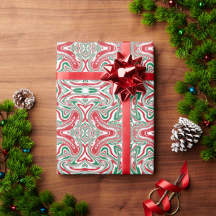 Boho Hippie Trippy Retro Swirly Christmas Pattern Wrapping Paper