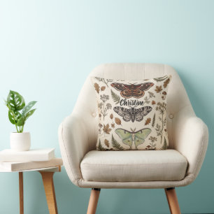 Boho Hippie Witchy Mystical Moths Cushion