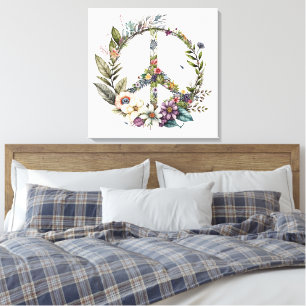 Boho Hippy 60s 70s Peace Sign Canvas Print