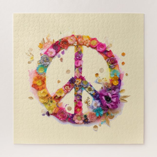 Boho Hippy 60s 70s Peace Sign Jigsaw Puzzle (Vertical)