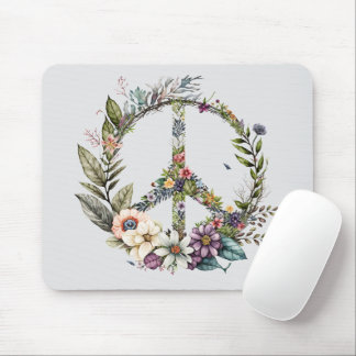 Boho Hippy 60s 70s Peace Sign Mouse Pad