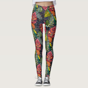 boho hojas midnight leggings