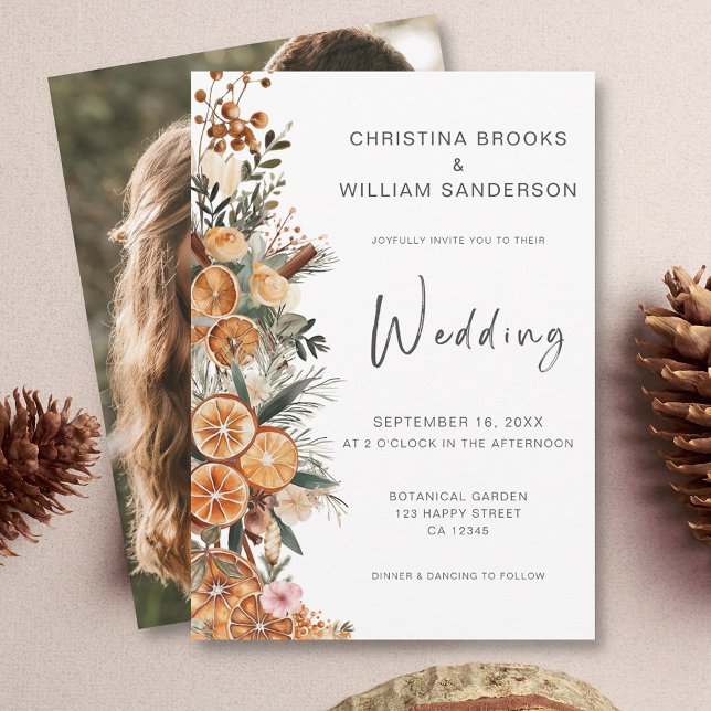 Boho Holiday Photo Wedding  Invitation (Creator Uploaded)