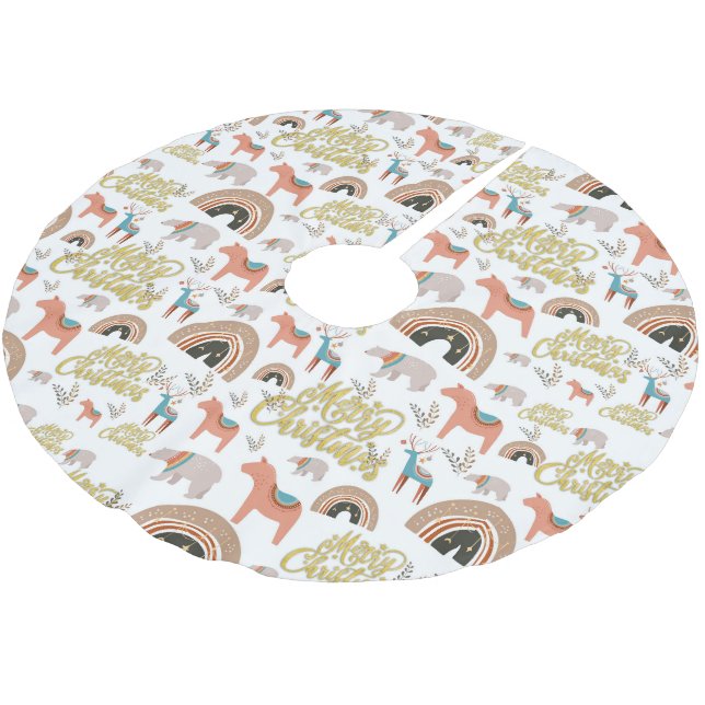 Boho Holiday Season  Brushed Polyester Tree Skirt (Angled)