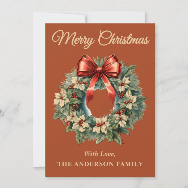 Boho Holly Berry Christmas Wreath Holiday Car (Front)