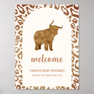 Boho Holy Cow Western Baby Shower Welcome  Poster