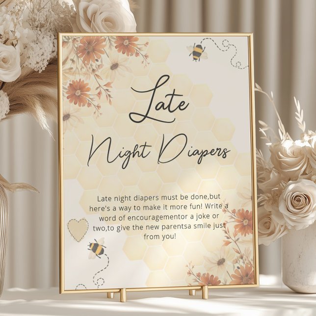 Boho Honey Baby Shower Late Night Diapers Poster (Creator Uploaded)