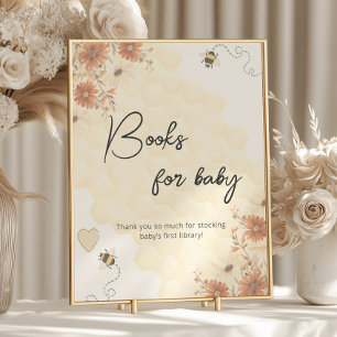 Boho Honey Bee Baby Shower Books For Baby Poster