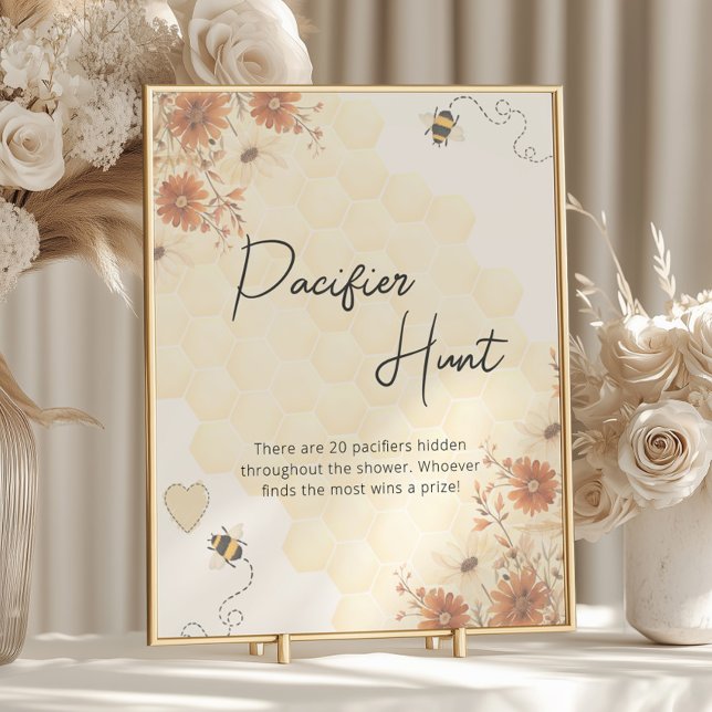 Boho Honey Bee Baby Shower Pacifier Hunt Poster (Creator Uploaded)