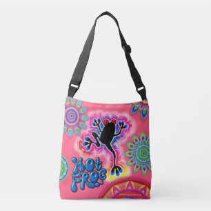 Boho Hot Frog Surf psychedelic Tote bag red.