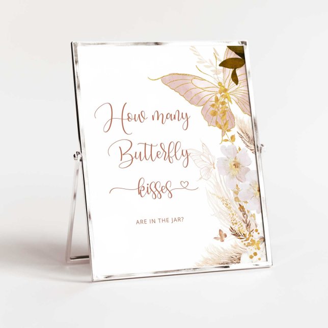 Boho How many butterfly kisses baby shower game Poster (Creator Uploaded)