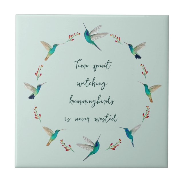 Boho Hummingbirds Ceramic Tile (Front)