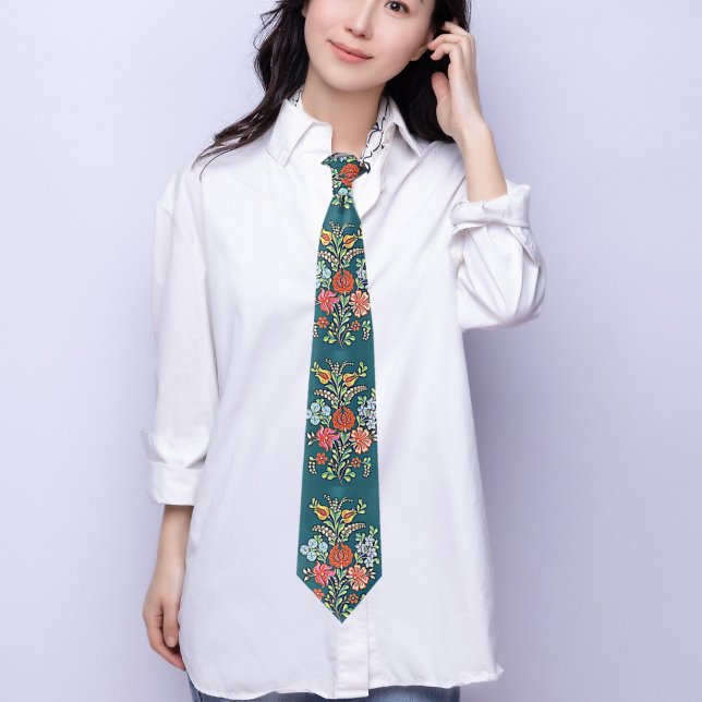 Boho Hungarian Floral Pattern Neck Tie (Creator Uploaded)