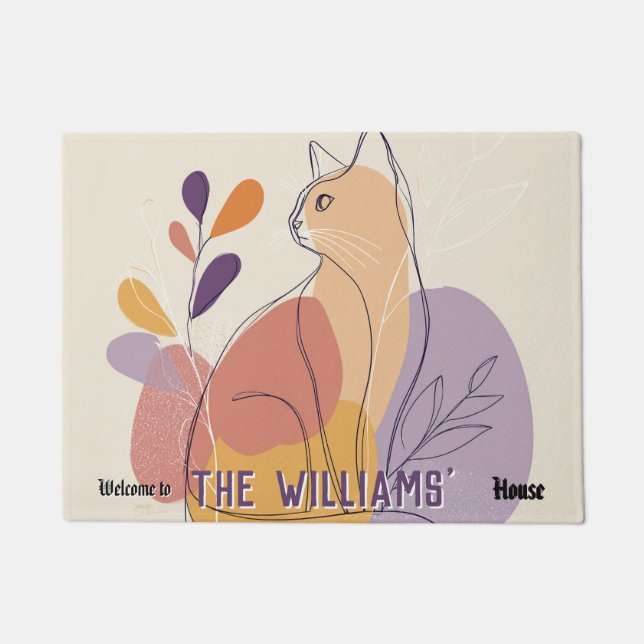 Boho Hypoallergenic Cats Mum Dad Flat Warming Gift Doormat (Front)
