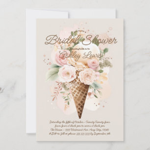 Boho Ice cream flower cone, watercolor cone Invitation