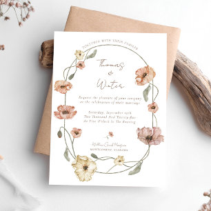 Boho Icelandic Watercolor Iceland Poppy Flowers Invitation
