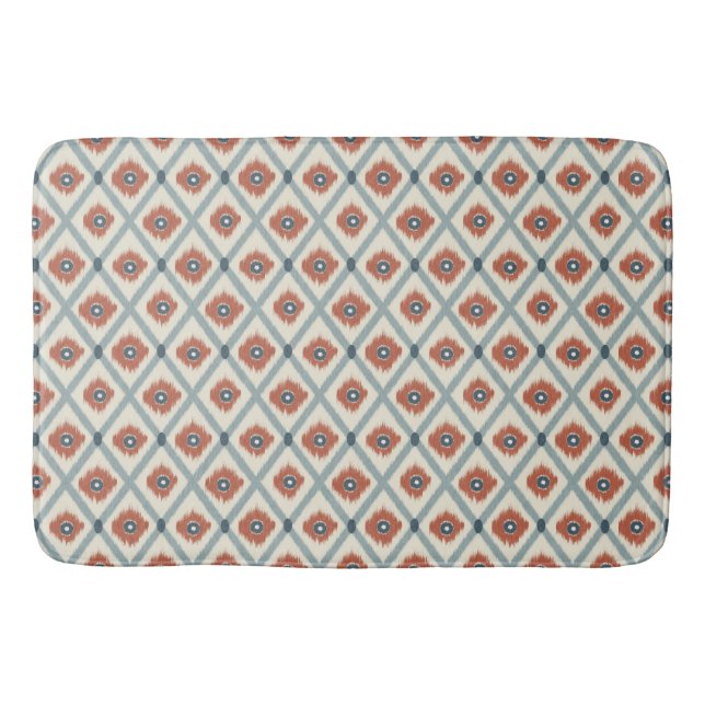 Boho Ikat Diamond Geometric Seamless Pattern  Bath Mat (Front)