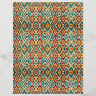 Boho Ikat Scrapbook Paper – Mustard Yellow & Teal 