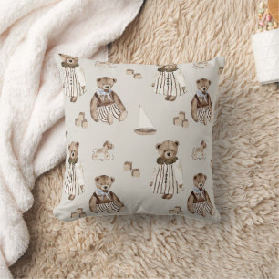 Boho in Neutrals: Baby Bears Nursery Cushion