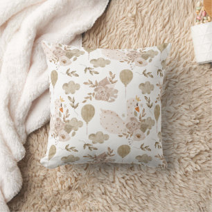 Boho in Neutrals: Elegant Baby Swans Nursery Cushion
