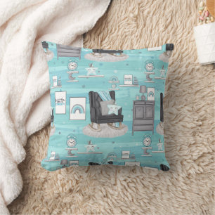 Boho in Neutrals with Blues and Greys Cushion