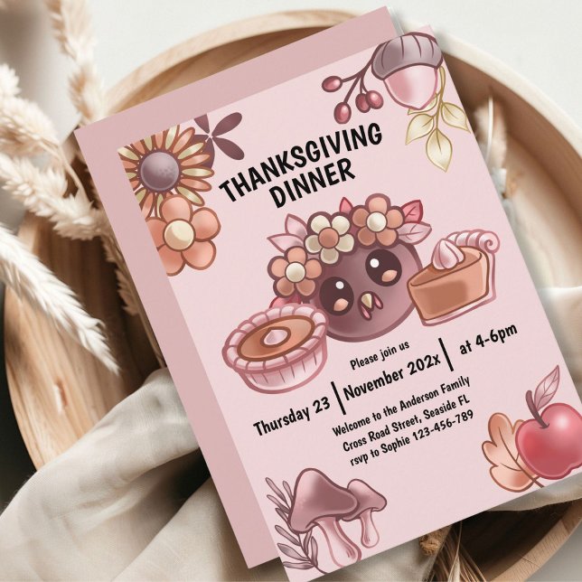 Boho in warm colours Thanksgiving Dinner Invitation (Creator Uploaded)