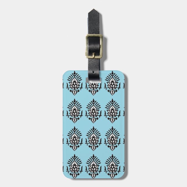 Boho India Block Print Luggage Tag (Front Vertical)