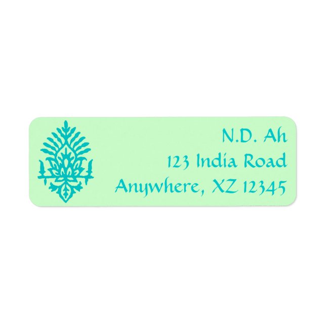 Boho India Block Print Return Address Label (Front)