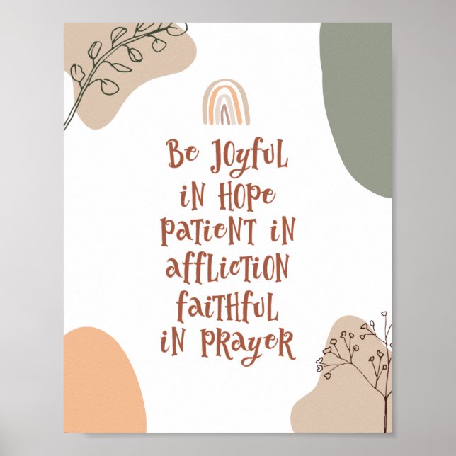 Boho Inspirational Christian Bible Verse Rainbow Poster (Front)