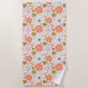 Boho Inspired Floral Pattern Beach Towel