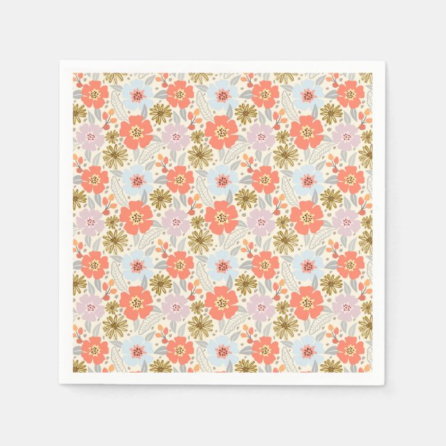 Boho Inspired Floral Pattern Napkins (Front)